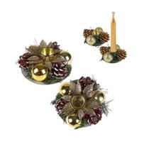 Castiçal Natalino Decorado 2 Peças Decoração Mesa Natal 9cm Castiçal Natalino Decorado 2 Peças Decoração Mesa Natal 9cm