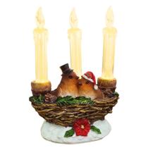 Castiçal Natalino Ninho com Pássaros com 3 Velas Led Resina / Acrílico 21x15,5x9cm Castiçal Natalino Ninho com Pássaros com 3 Velas Led Resina / Acrílico 21x15,5x9cm