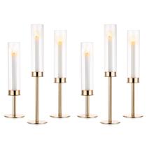 Castiçal NUPTIO Glass Hurricane para velas cônicas x6