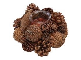 Castiçal Porta Vela Decoração Mesa Posta Natal Arranjo Pinha Pinhas Copo Vidro Decorativo Natalino Mesa Posta