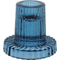 CASTIÇAL PORTA VELA DECORATIVO HOME&CO VIDRO 6x6x6cm AZUL