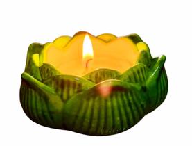 Castiçal Porta Vela Flor De Lotus Porcelana Verde Castiçal Porta Vela Flor De Lotus Porcelana Verde