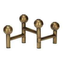 Castiçal Porta Velas Decorativo De Mesa 4 Bocais Design Rústico Metal Pintura Dourado Envelhecido Castiçal Porta Velas Decorativo De Mesa 4 Bocais Design Rústico Metal Pintura Dourado Envelhecido