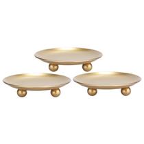 Castiçal Schhousi Iron Plate Gold, conjunto decorativo de 3 Castiçal Schhousi Iron Plate Gold, conjunto decorativo de 3