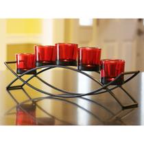 Castiçal Seraphic Iron Arch 43 cm, 5 copos vermelhos