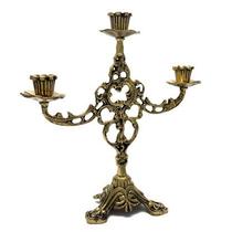 Castiçal Três Velas Trabalhado Bronze 30 x 31 cm