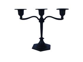 Castiçal Triplo 18cm Preto Suporte Para Vela Luxo