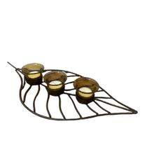 Castiçal Triplo Folha Centro De Mesa Metal Decorativo Preto Castiçal Triplo Folha Centro De Mesa Metal Decorativo Preto