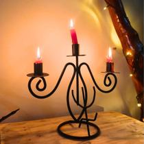 Castiçal Umbanda Tridente de Exu Porta-Velas Artesanal em Ferro