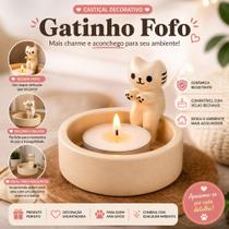 Castiçal Vela Decorativo Gatinho Fofo Porta Vela Decoração Quarto Presente Criativo