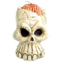 Castiçal Vela Halloween Crânio com Cérebro