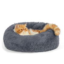 Cat Bed Bedsure calmante, lavável, 50 cm, antiderrapante, cinza escuro