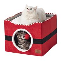 Cat Bed Bedsure Cat Cave para gatos domésticos com bola fofa vermelha