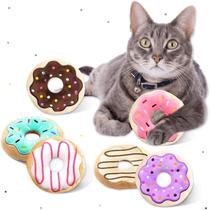 Cat Catnip Toys CityVolyeen Donut Kitten Chew 10 cm, pacote com 6