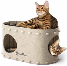 Cat Cave Bed DownyPaws PeekaPurr para gatos grandes e múltiplos Cat Cave Bed DownyPaws PeekaPurr para gatos grandes e múltiplos