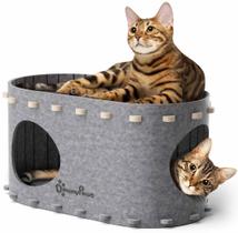 Cat Cave Bed DownyPaws PeekaPurr para gatos grandes e múltiplos Cat Cave Bed DownyPaws PeekaPurr para gatos grandes e múltiplos