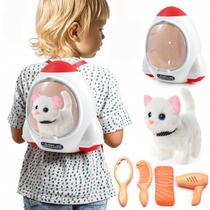 Cat de pelúcia eletrônico interativo WorwOder com bolsa fofa