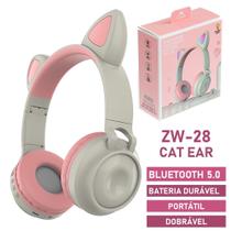 Cat Ear ZW28 Fones de Ouvido Orelha de Gatinho Bluetooth Sem Fio com Luzes Led Rgb