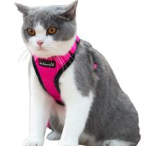 Cat Harness Mr. Peanut's PurrTrek Reflective com coleira rosa XS