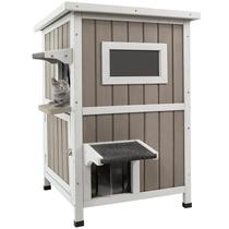 Cat House Gowoodhut Outdoor de 2 andares à prova de intempéries para gatos
