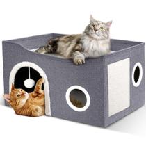 Cat House Heeyoo para gatos de interior, caverna de cama grande com arranhador