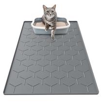 Cat Litter Box Mat Garoopion Large 34x22cm Impermeável Cinza Escuro