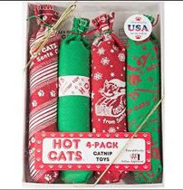 Cat Toy Hot Cats HotCat Catnip Sausage, pacote com 4 pacotes de Natal