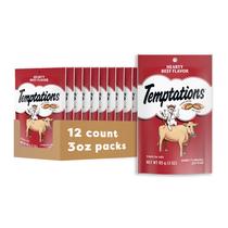 Cat Treats Temptations Hearty Beef Flavor 85g, pacote com 12