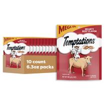 Cat Treats Temptations Hearty Beef Flavour 180 g, pacote com 10 Cat Treats Temptations Hearty Beef Flavour 180 g, pacote com 10