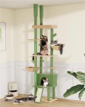 Cat Tree Aechonow do chão ao teto 220-274 cm com poleiro e condomínio Cat Tree Aechonow do chão ao teto 220-274 cm com poleiro e condomínio