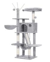 Cat Tree Hey-brother MPJ019-SW 135 cm com cama e rede cinza claro