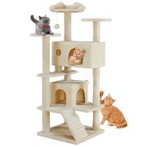 Cat Tree Tower Sweetcrispy 137 cm, vários níveis, bege