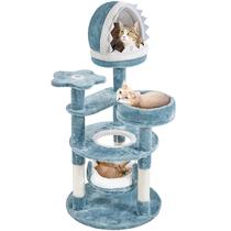 Cat Tree Yaheetech com tema oceânico de 116 cm com ninho de boca de tubarão