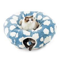 Cat Tunnel Bed LE SURE Lesure para gatos de interior com almofada Cat Tunnel Bed LE SURE Lesure para gatos de interior com almofada