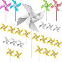 Cata-ventos de papel DIY Chalyna para crianças com palitos de plástico x24
