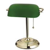 Catalina 17466-017 Lâmpada de mesa de banqueiros tradicionais com sombra de vidro, 13,5", Verde