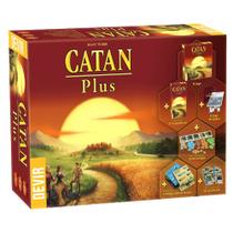 Catan Plus Jogo Base + Jogo de Dados + Expansão 6 jogadores + Cenarios Jogo de Tabuleiro Devir BGCARPLUS3PT