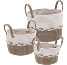 Caterrine cesta tecido marrom 3pç
