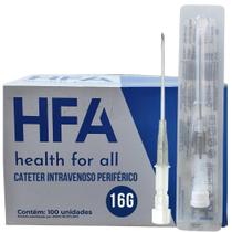 Cateter Intravenoso Periférico 16G Cinza HFA Caixa C/ 100 Unidades