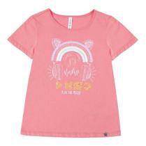 Cativa Kids Infantil Blusa Manga Curta C/ Lantejoulas Rosa