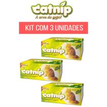 Catnip Kit Com 03 Caixinhas de Erva dos Gatos Desidratada Petlon