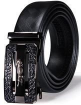 Catraca de couro Belt Barry.Wang preta de 3,5 cm para homens