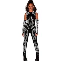 Catsuit Cyberpunk para mulheres Amscan tamanho L/XL preto e branco