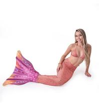 Cauda de Sereia Adulto Com Monofin Biquini e Proteção UVA Sirenita