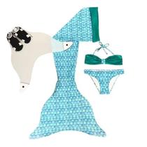 Cauda de Sereia Completa para Nadar + Nadadeira Concha Azul Cauda de Sereia Completa para Nadar + Nadadeira Concha Azul