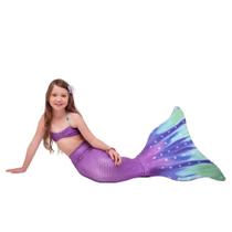 Cauda de Sereia Infantil e Adulto Com Monofin Com Biquini e Proteção UVA Sirenita