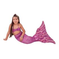 Cauda de Sereia Infantil e Adulto Com Monofin Com Biquini e Proteção UVA Sirenita