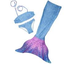 Cauda de Sereia Infantil e Adulto Com Monofin Com Biquini e Proteção UVA Sirenita