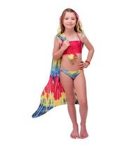 Cauda de Sereia Infantil e Adulto Com Monofin Com Biquini e Proteção UVA Sirenita