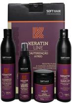 Cauterização Pós Quimica Á Frio Soft Hair Keratin Line Profissional Kit 4 Passos